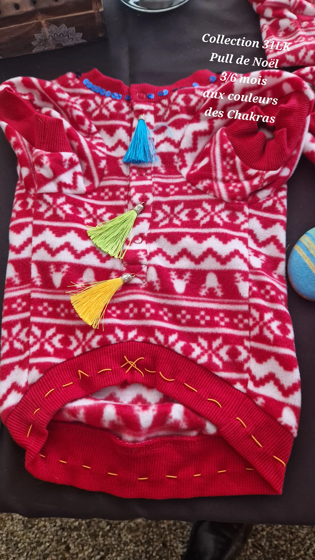 Pull de Noel 3-6mois aux couleurs des chakras