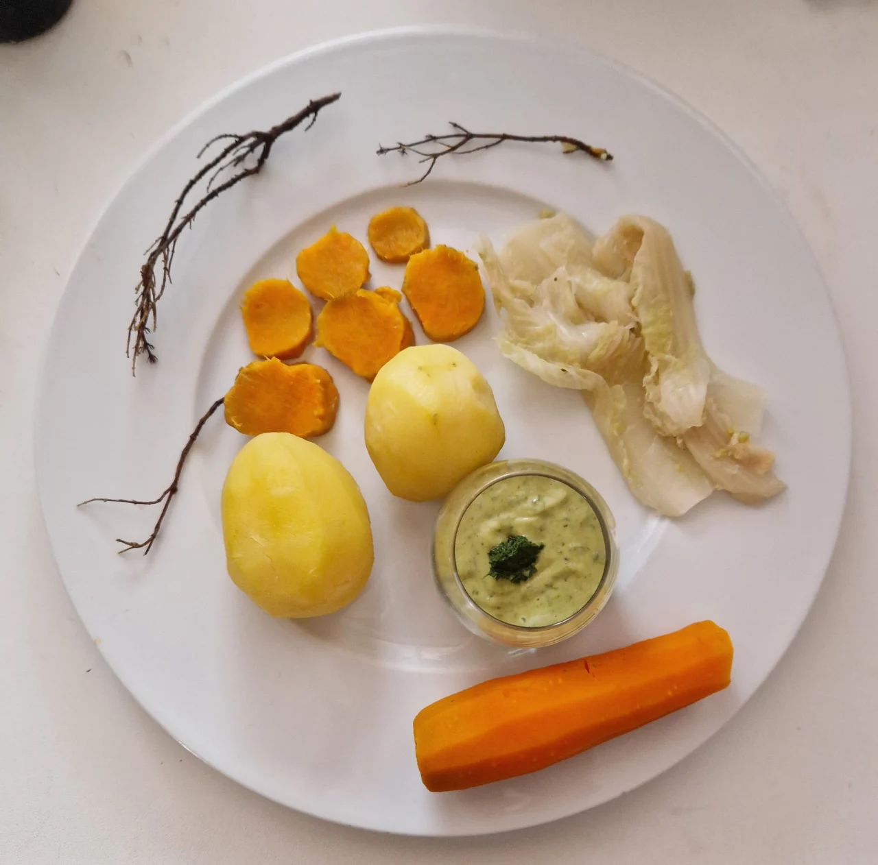 Assiette carotte patates poisson