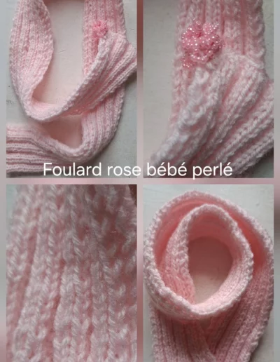 Foulard rose bébé perle